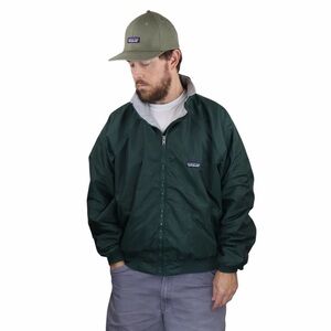 Vintage 90s Patagonia Bomber Jacket Men L Hunter Green Shelled Fleece